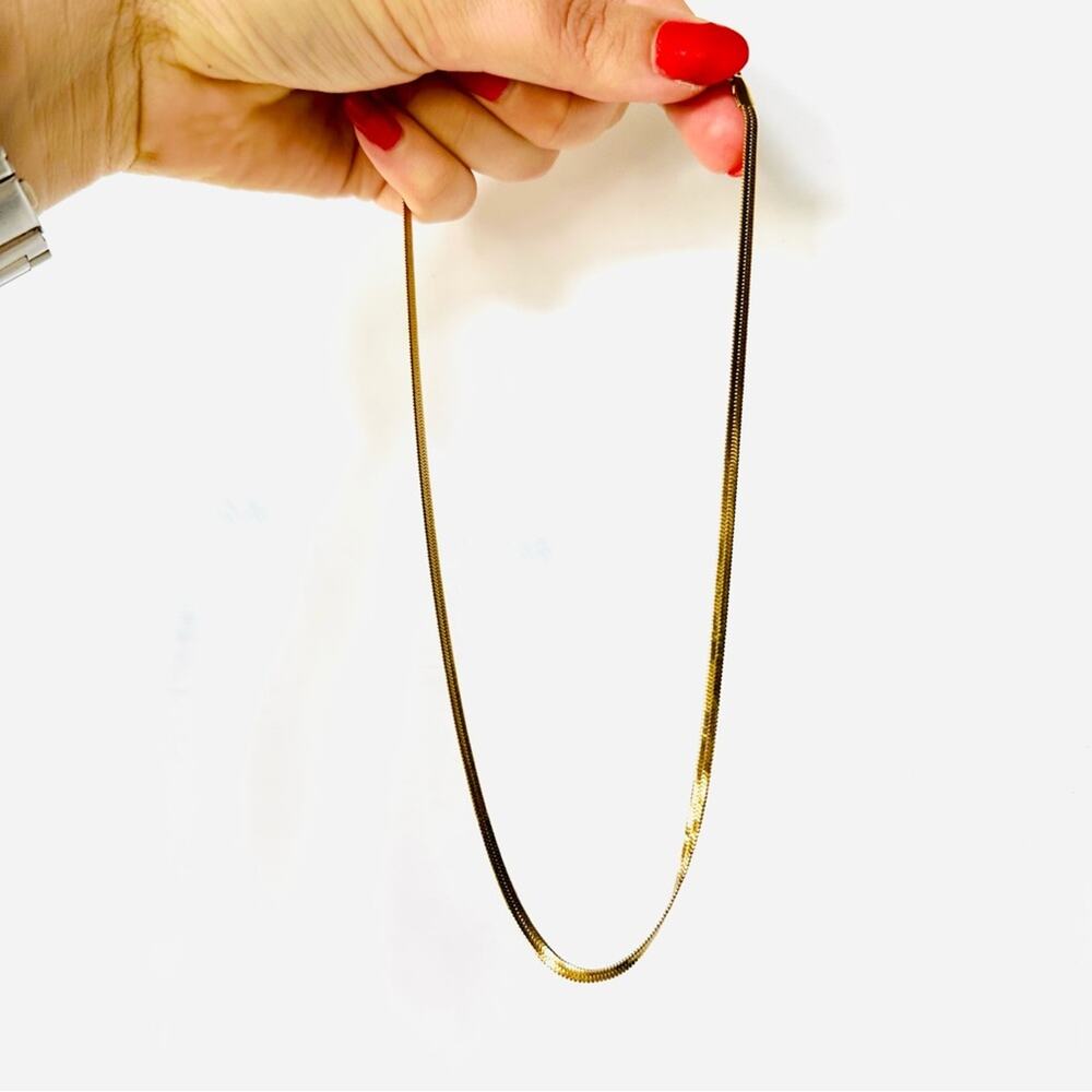 NEW NORDSTROM REVOLVE 18kt Gold Plated Choker Slim Chain Necklace Jewelry Retro - Picture 2 of 11